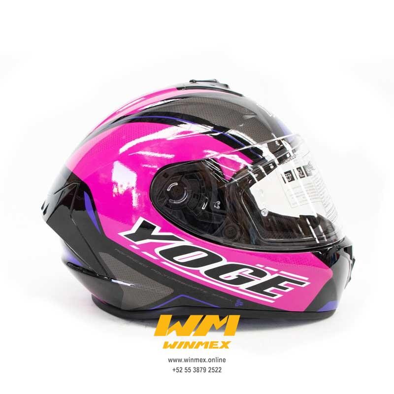 CASCO NEGRO/ROSA DOBLE CERTIFICACION CASCO ABATIBLE YOGE